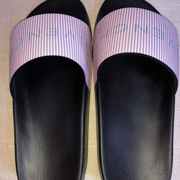 Givenchy Logo Metallic Leather Pool Slides Sz 37 - Picture 2 of 6